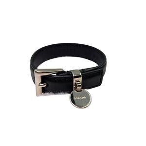 Prada Black Leather Buckle Charm Bracelet Made‎ in Italy Authentic Size M